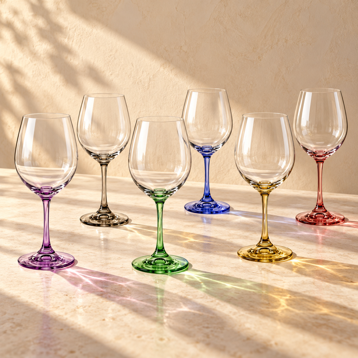 Iris Handblown Crystal Wine Glasses — Six Tints, Set of 6