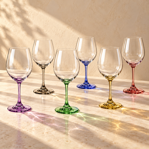 Iris Handblown Crystal Wine Glasses — Six Tints, Set of 6