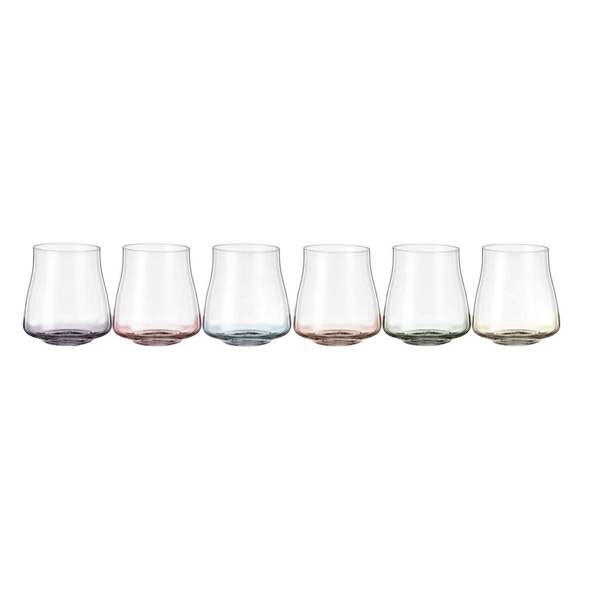 Poppy Handblown Crystal Old Fashioned Tumblers — Six Tints, Set of 6
