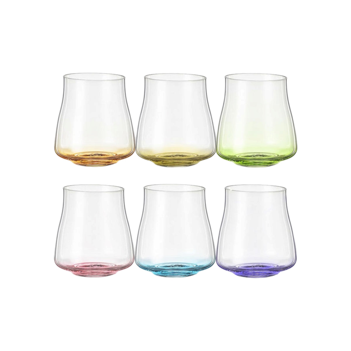 Poppy Handblown Crystal Old Fashioned Tumblers — Six Tints, Set of 6