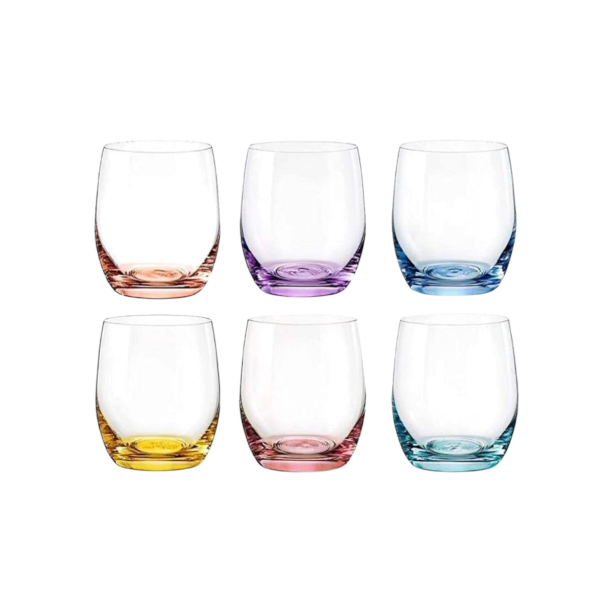 Iris Handblown Crystal Stemless Wine Glasses — Six Tints, Set of 6