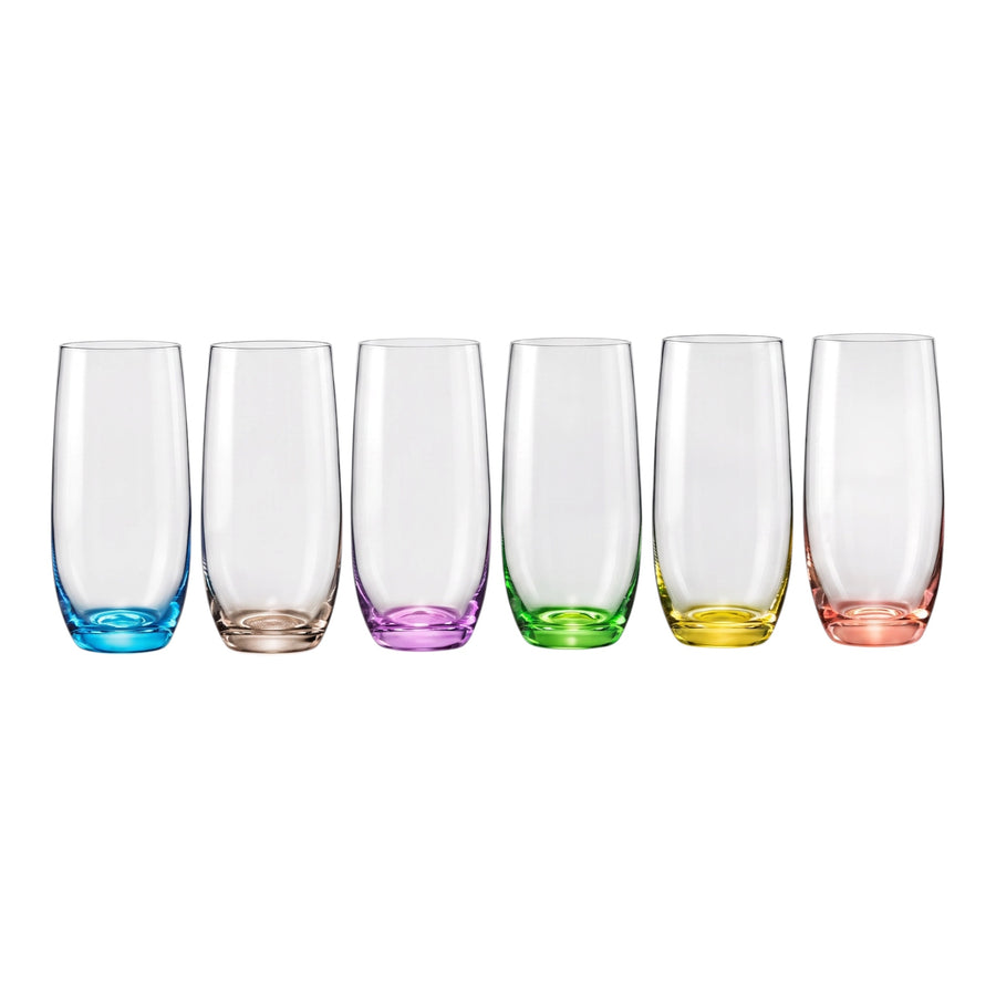 Iris Handblown Crystal Highball Glasses — Six Tints, Set of 6