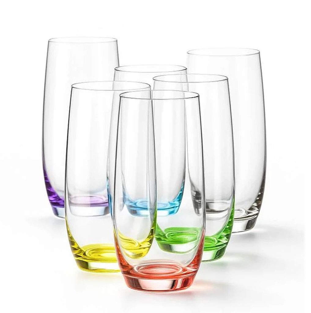 Iris Handblown Crystal Highball Glasses — Six Tints, Set of 6