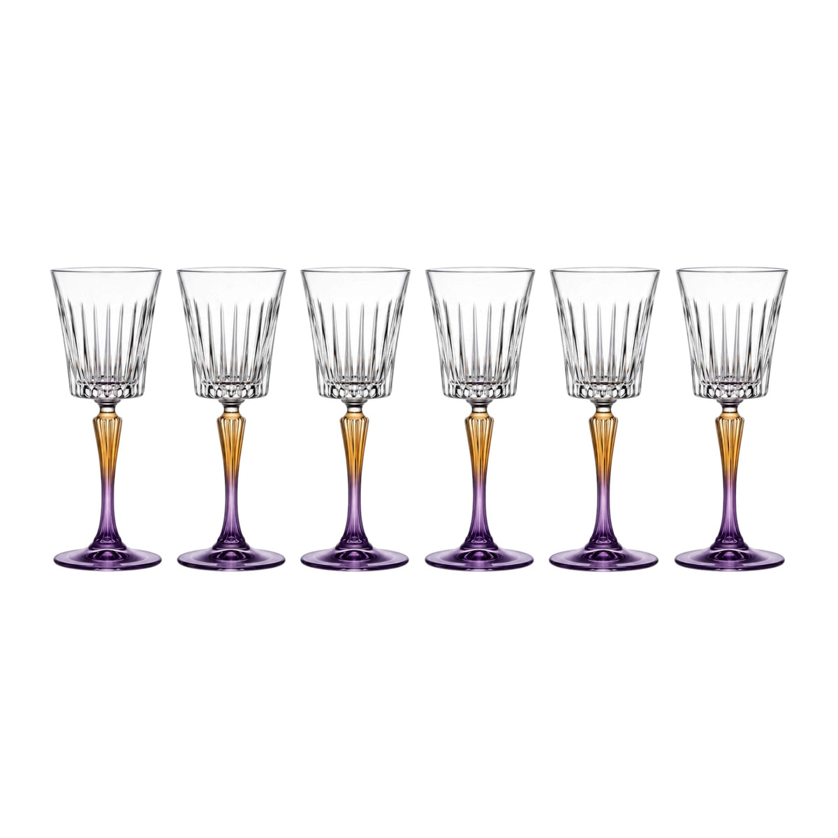 Vesper Handblown Crystal Wine Glasses — Gradient Stem, Set of 6