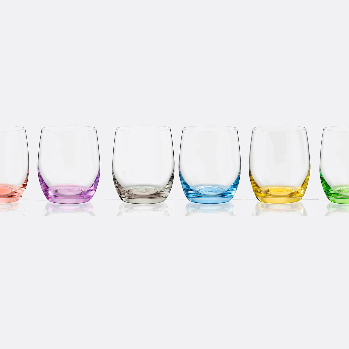 Iris Handblown Crystal Stemless Wine Glasses — Six Tints, Set of 6