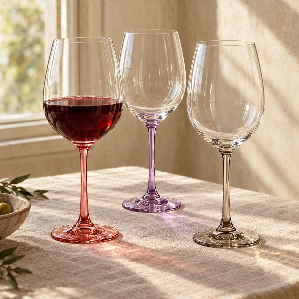 Iris wine glasses: window light
