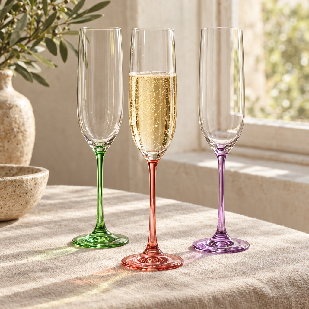 Iris champagne flutes: window light