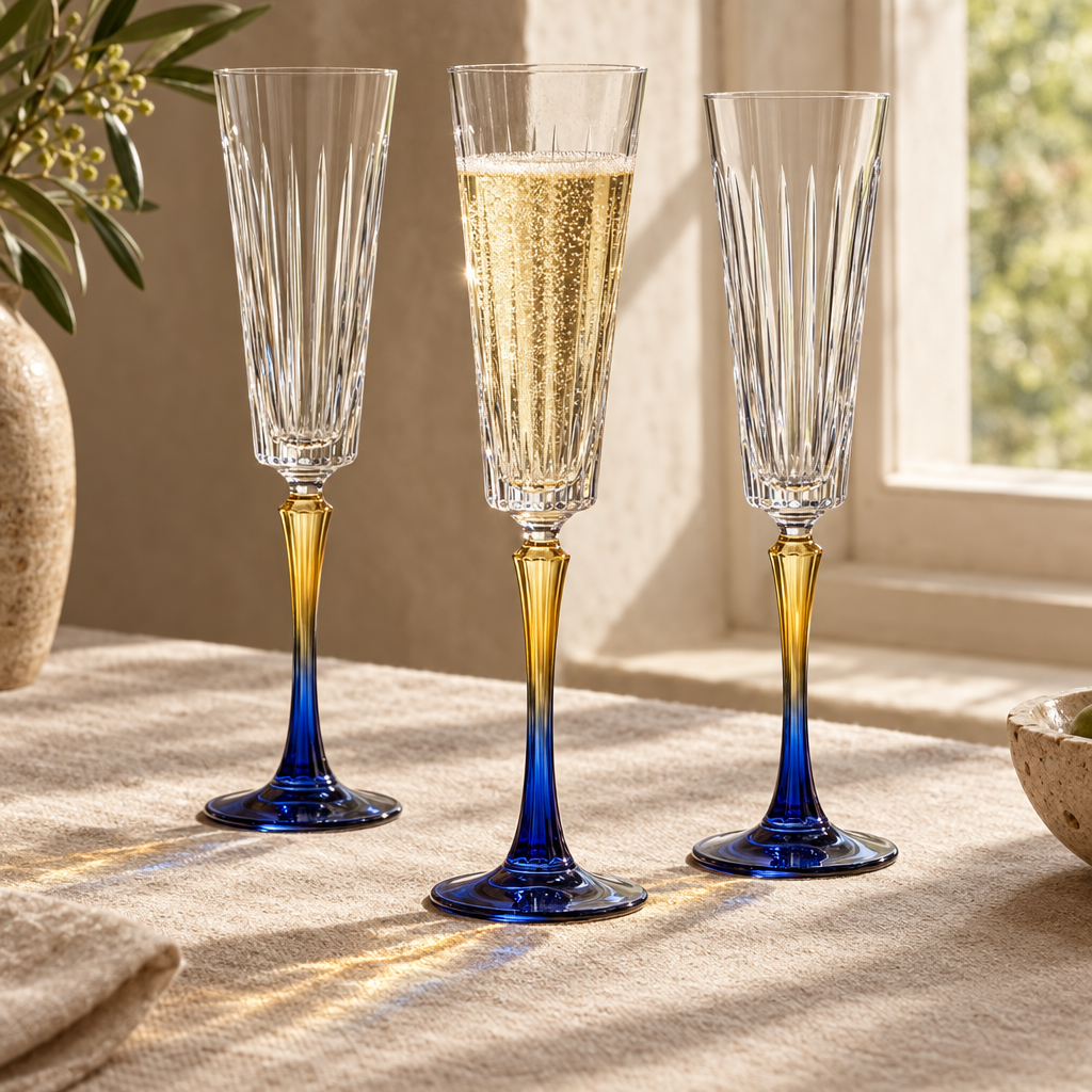 Vesper champagne flutes: window light