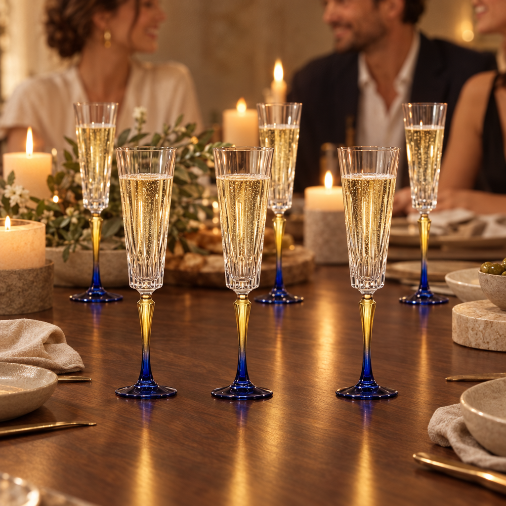 Vesper champagne flutes: dinner for six