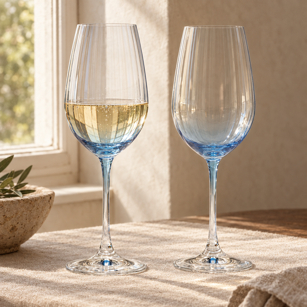 Lume reeded wine glasses: window light