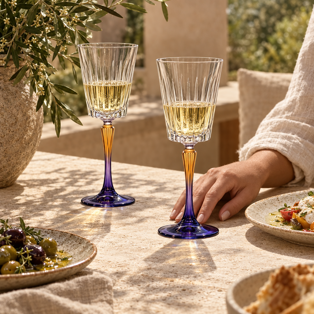 Vesper wine glasses: terrace brunch