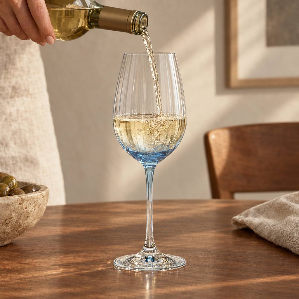 Lume reeded wine glasses: the pour