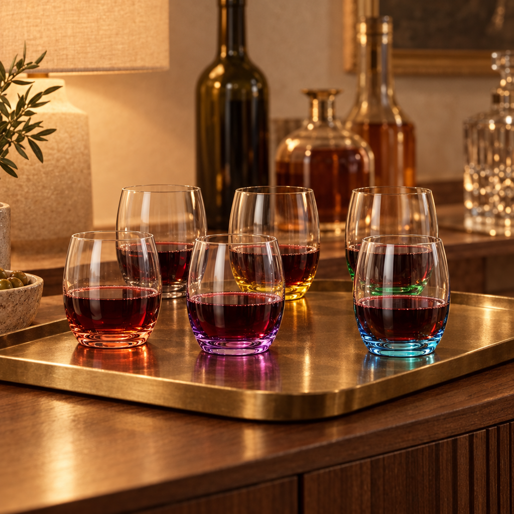 Iris stemless wine glasses: home bar
