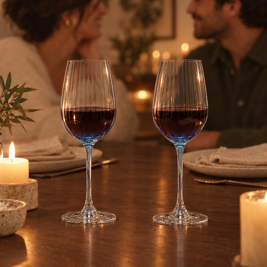 Lume reeded wine glasses: dinner for two