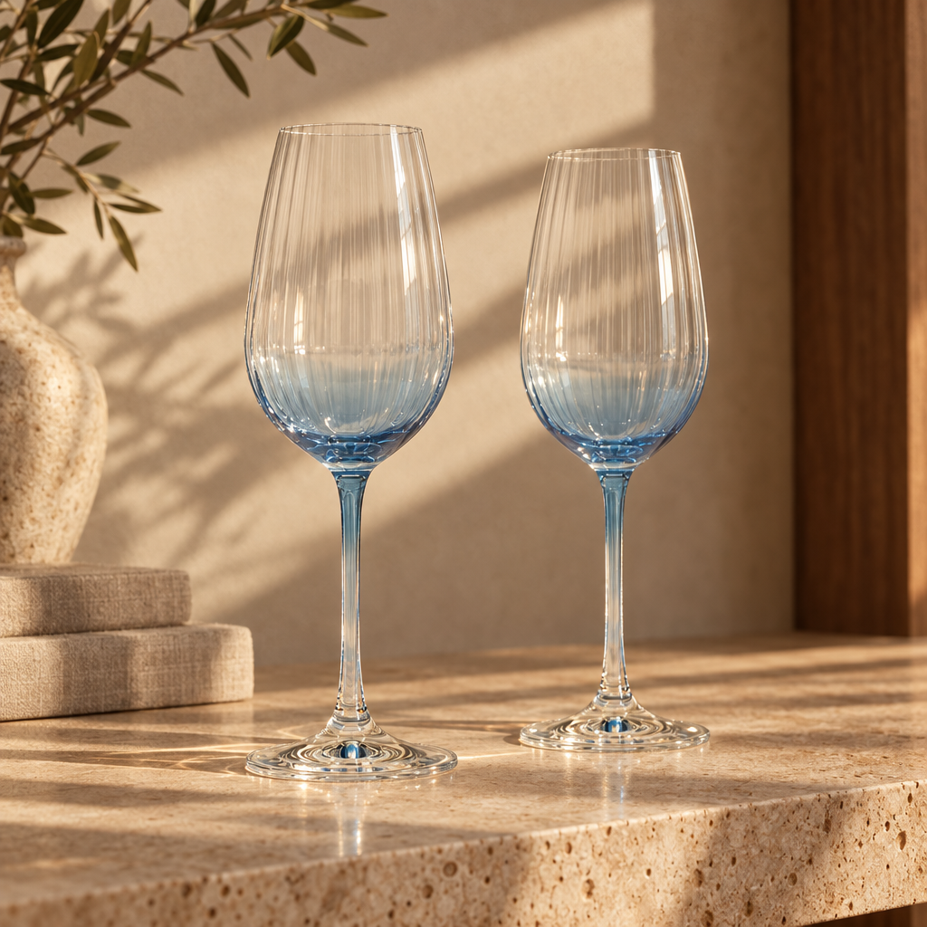 Lume reeded wine glasses: the pair