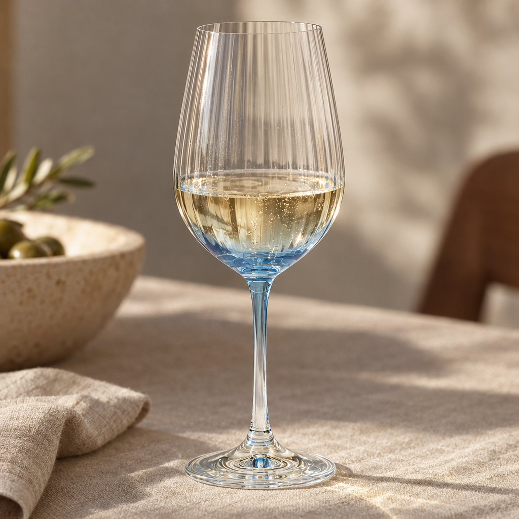 Lume reeded wine glasses: detail