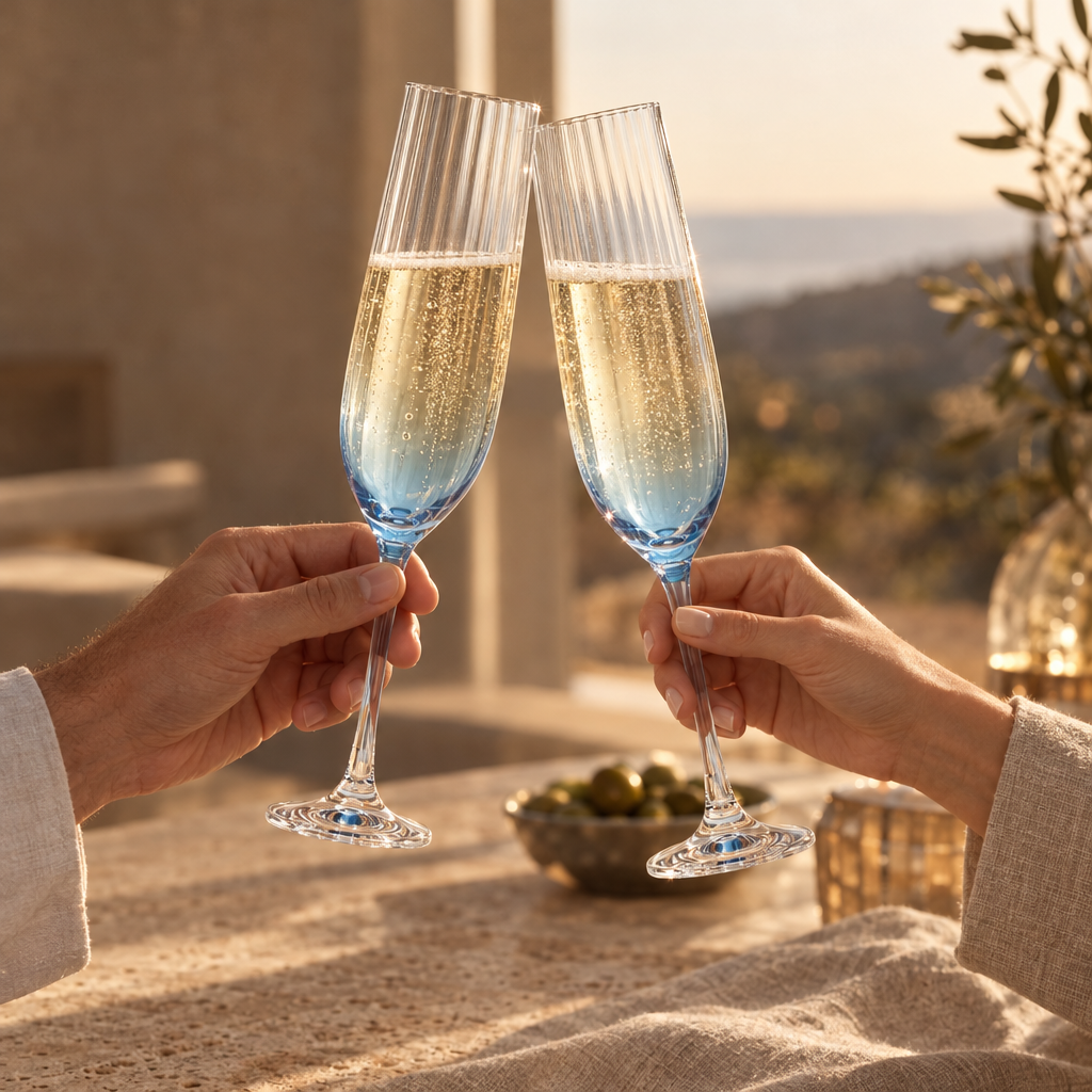 Lume reeded champagne flutes: the toast