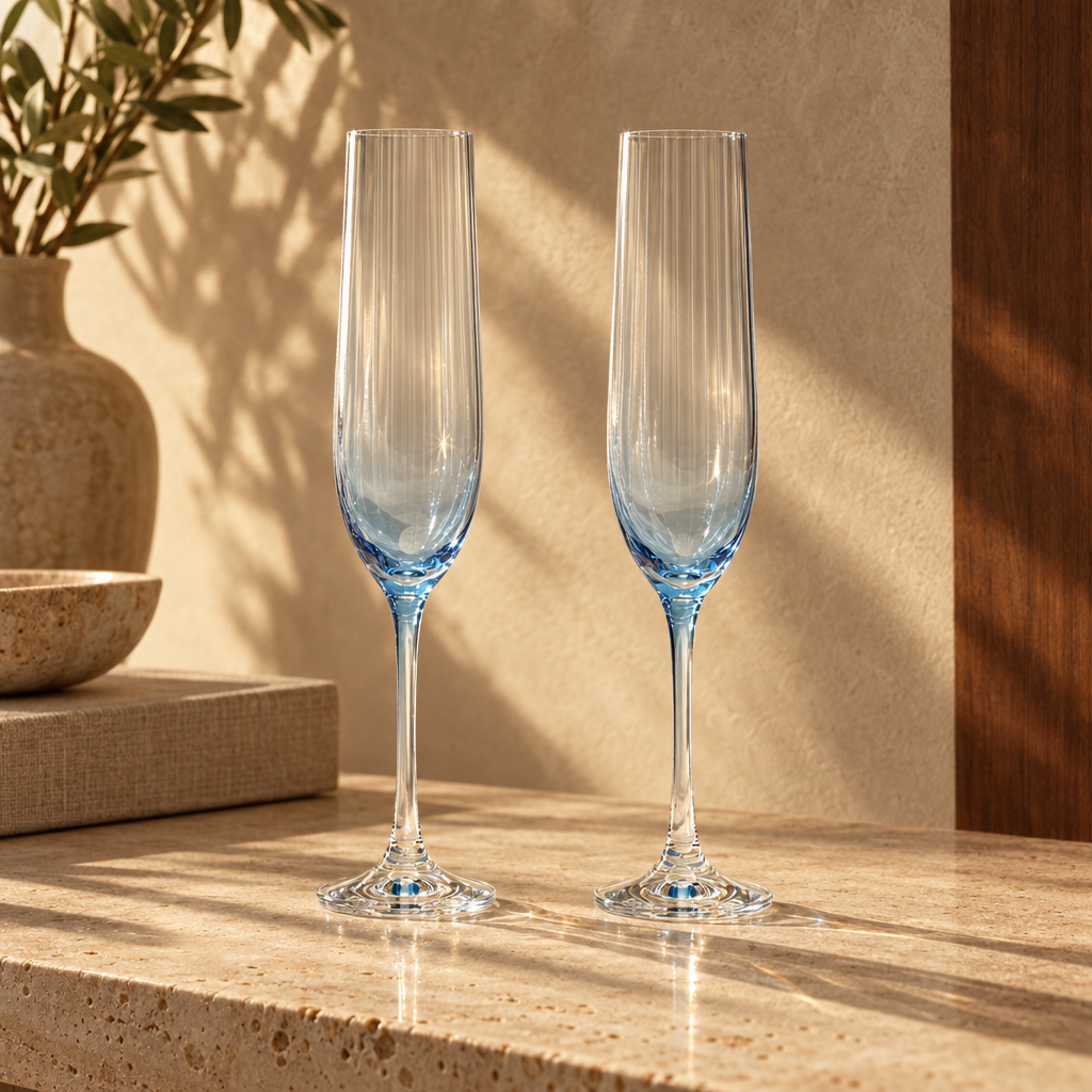 Lume reeded champagne flutes: the pair