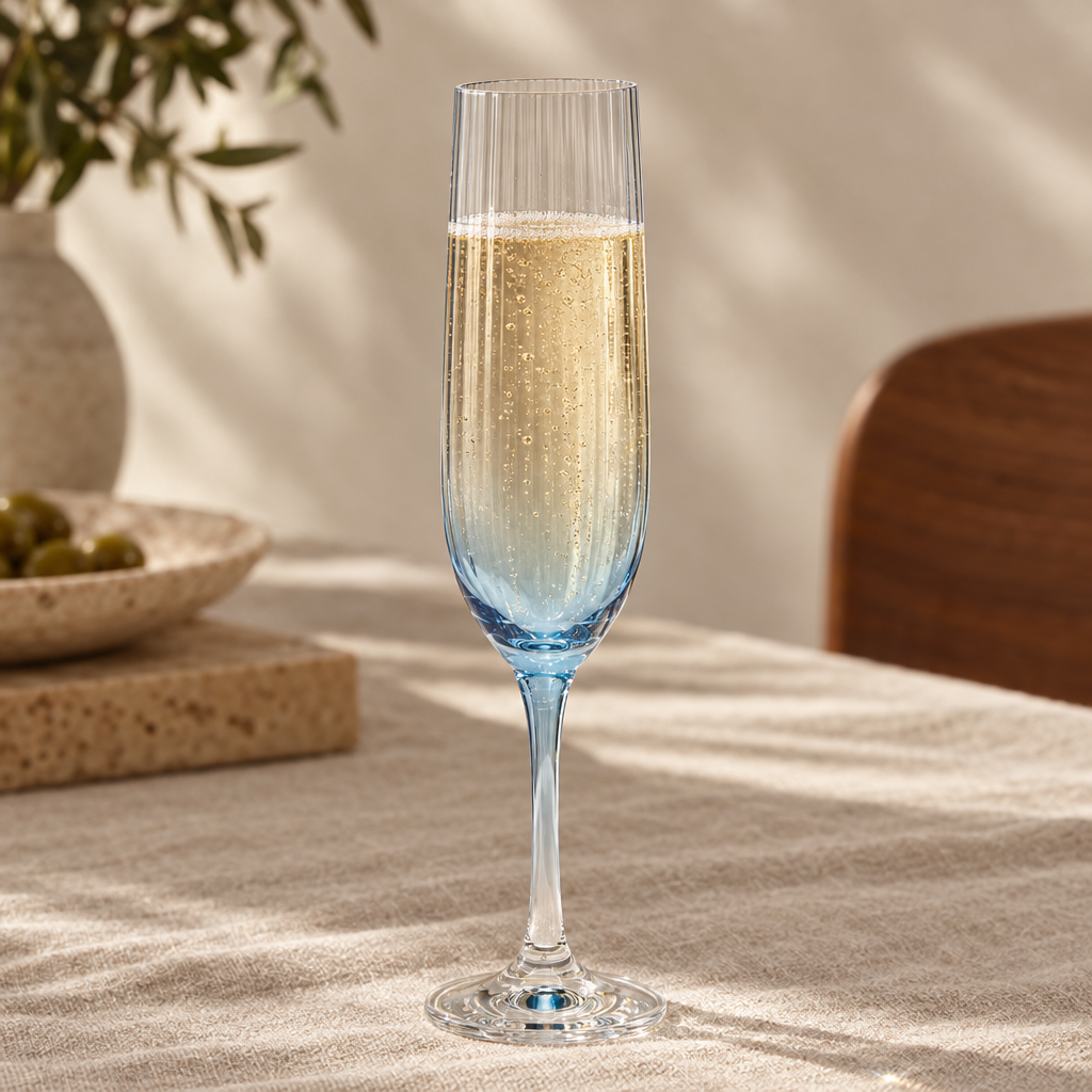Lume reeded champagne flutes: detail