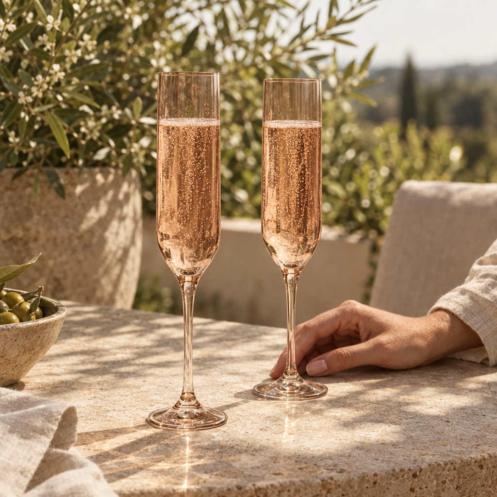 Marver champagne flutes: terrace