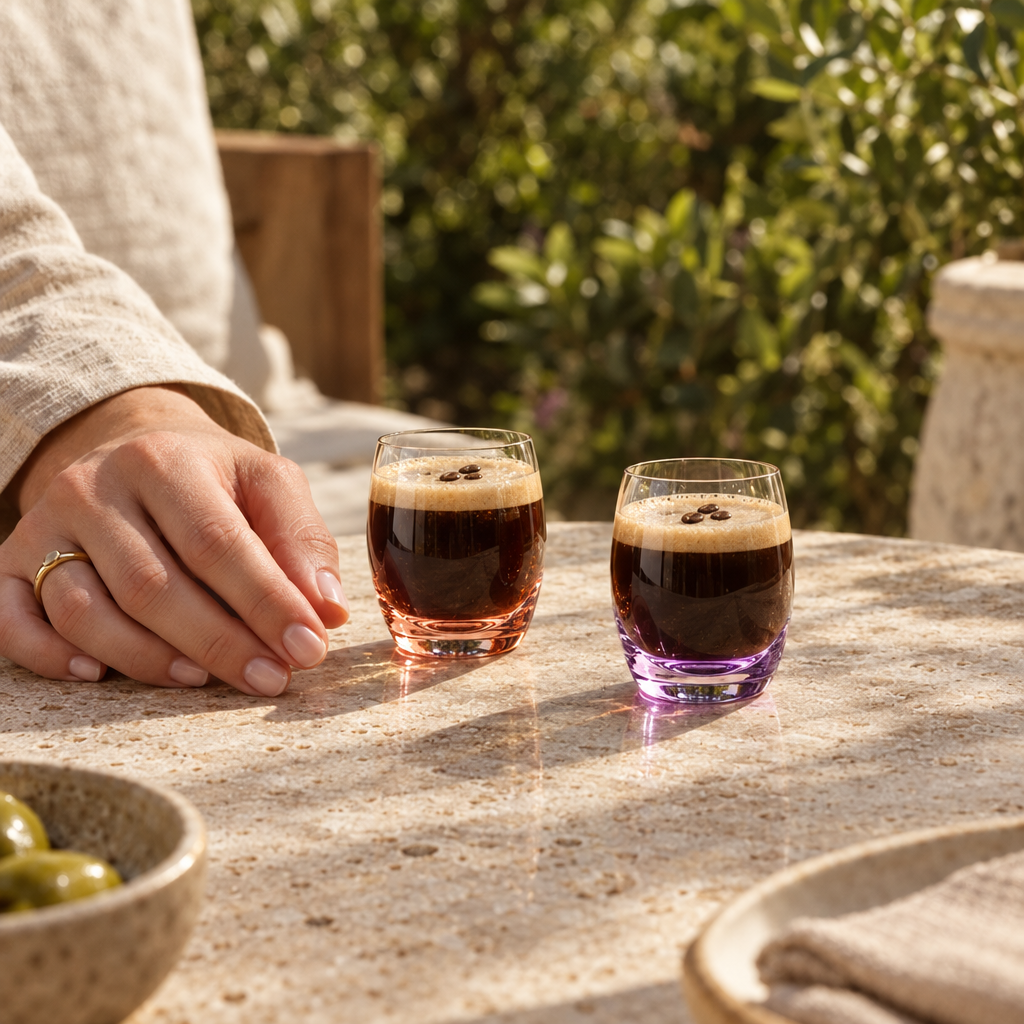 Iris shot glasses: summer terrace
