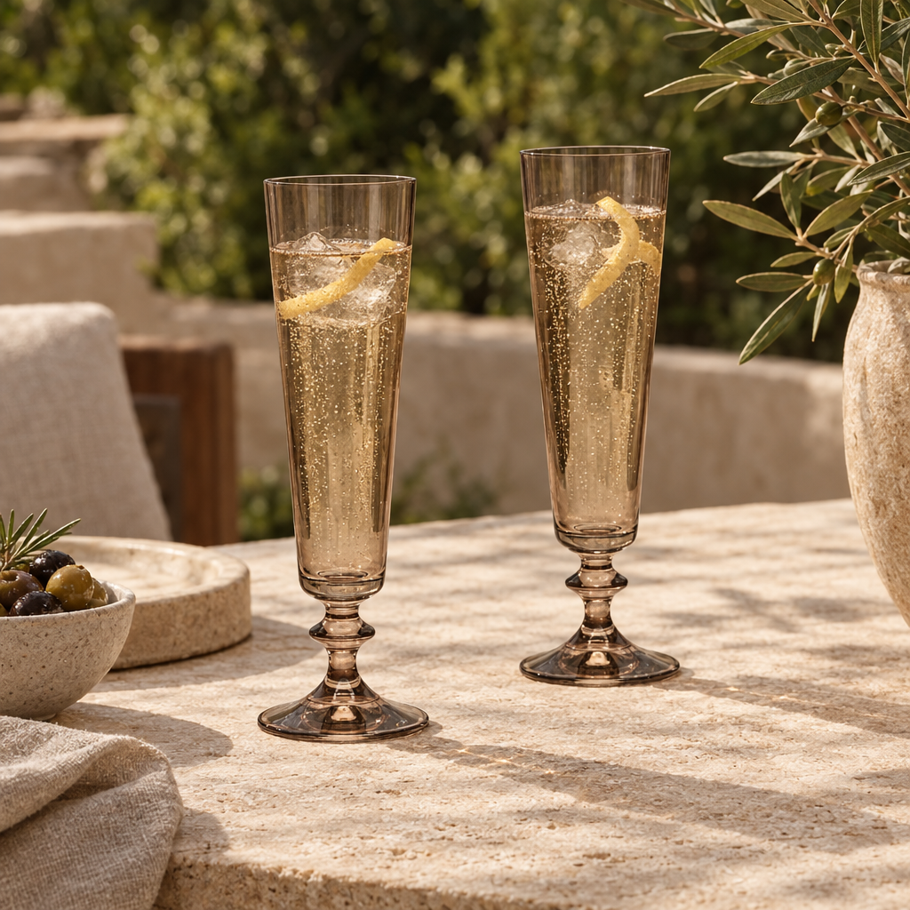 Pontil champagne flutes: terrace umber