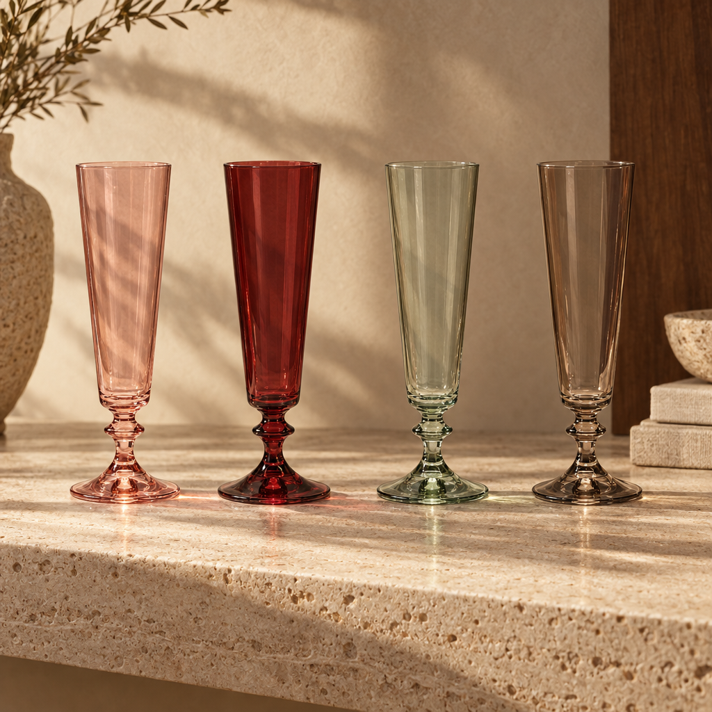 Pontil champagne flutes: quartet row