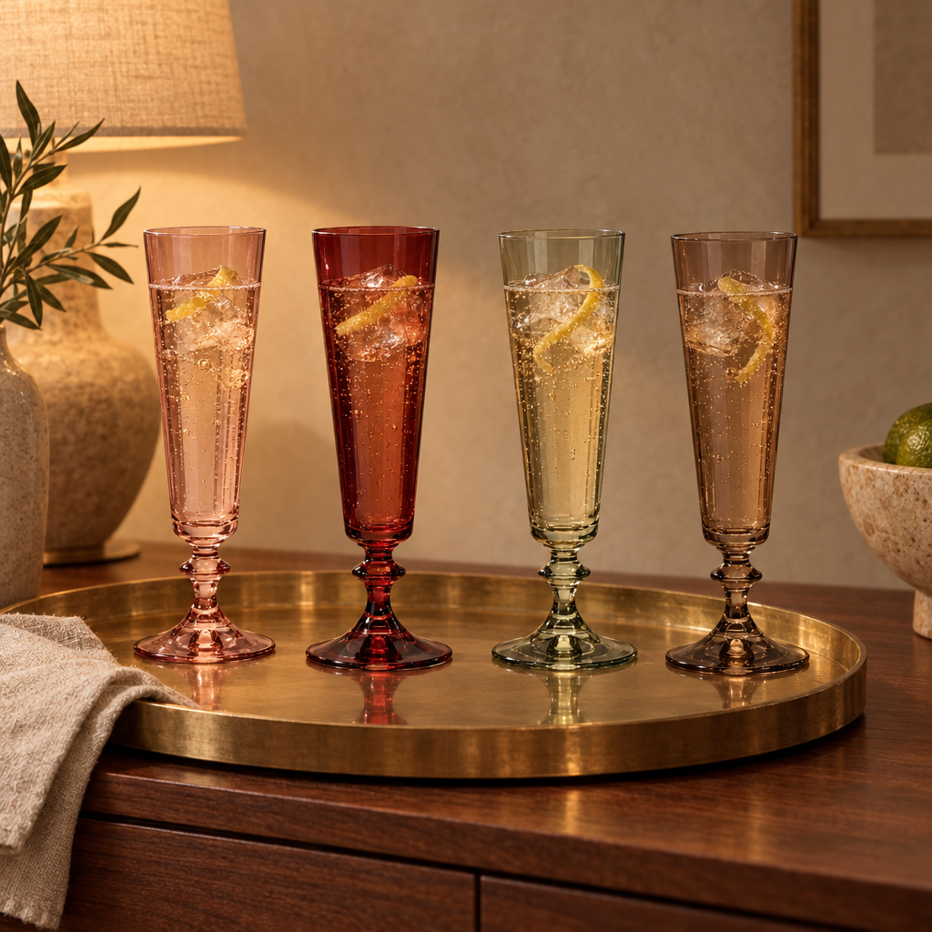 Pontil champagne flutes: quartet tray