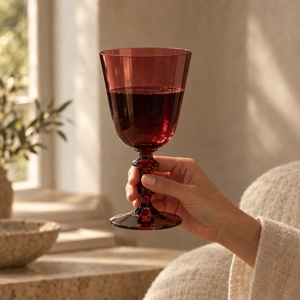 Pontil wine glasses: single garnet