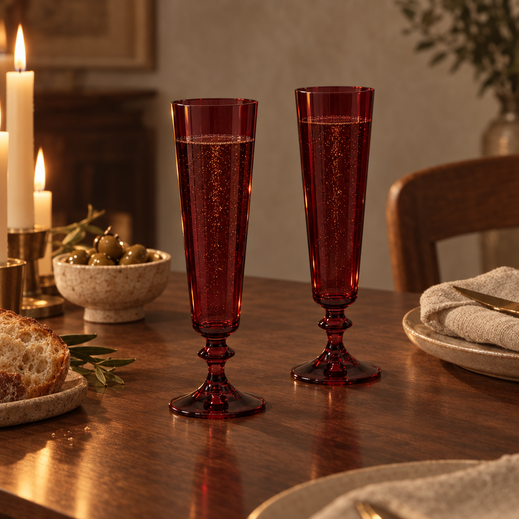 Pontil champagne flutes: dinner garnet