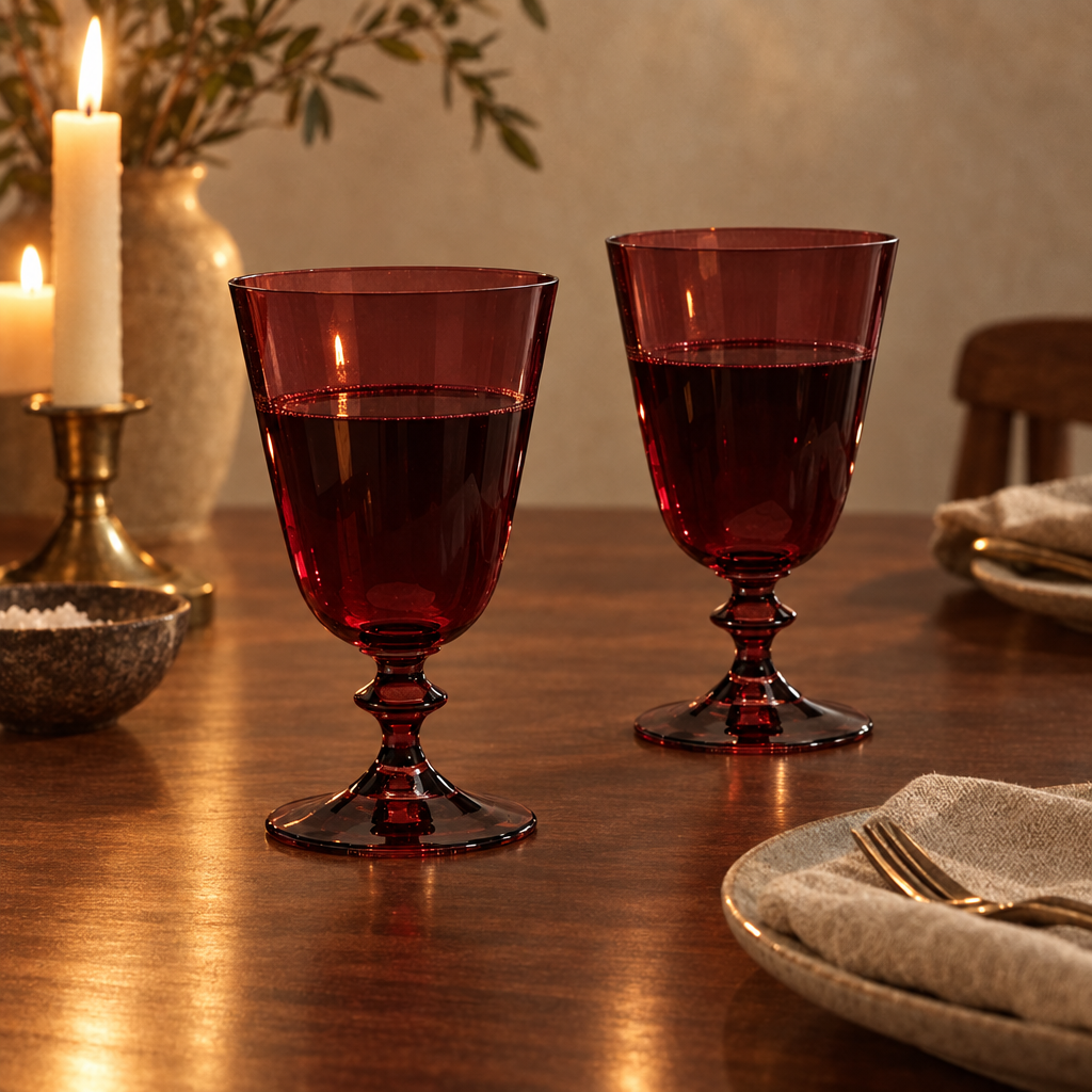 Pontil wine glasses: dinner garnet