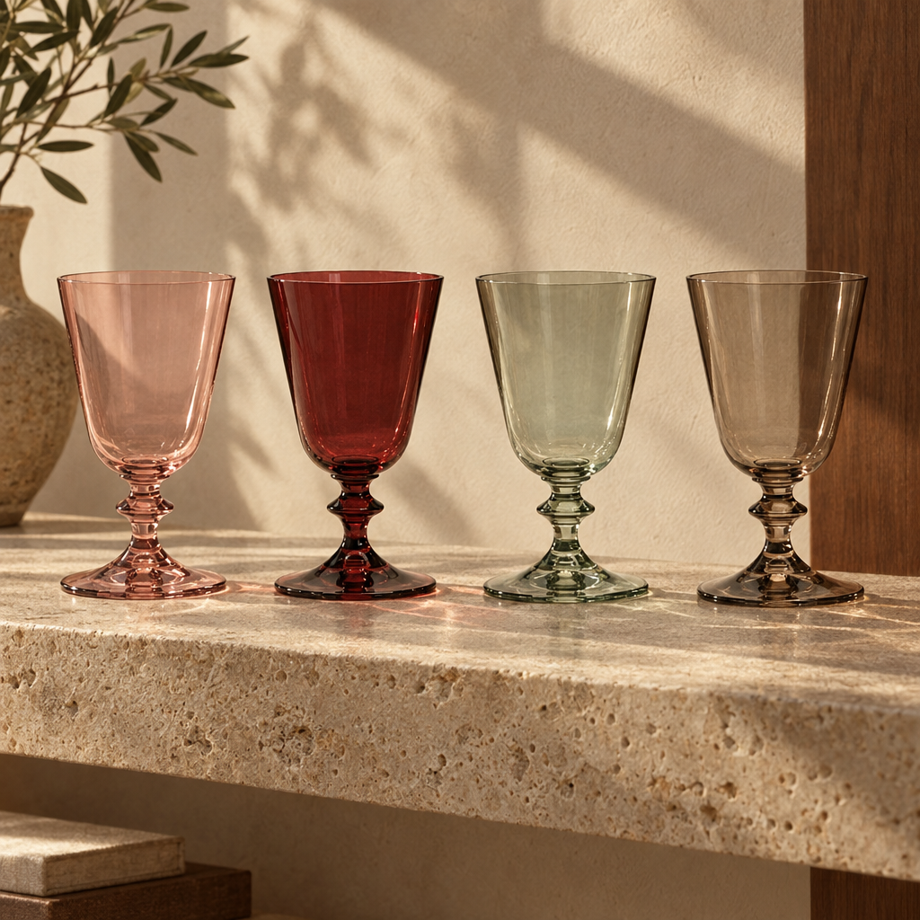 Pontil wine glasses: quartet row