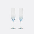 Lume Reeded Crystal Champagne Flutes — Delft, Set of 2