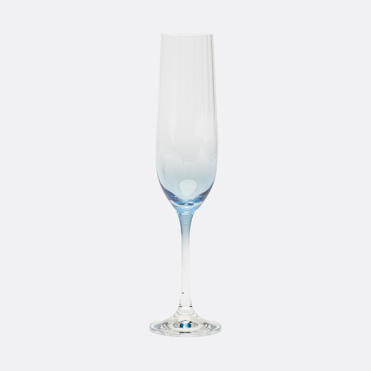 Lume Reeded Crystal Champagne Flutes — Delft, Set of 2