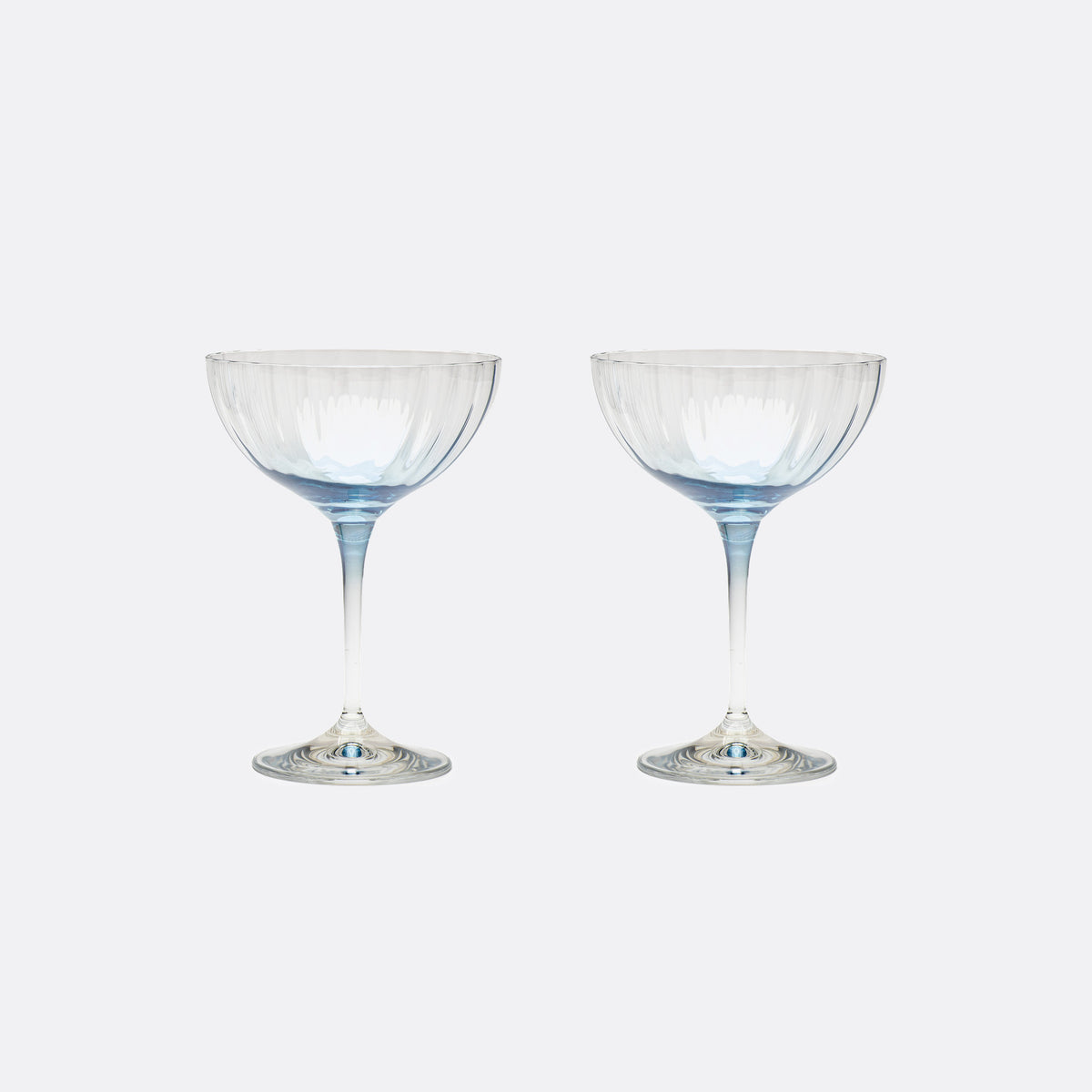 Lume Reeded Crystal Coupes — Delft, Set of 2