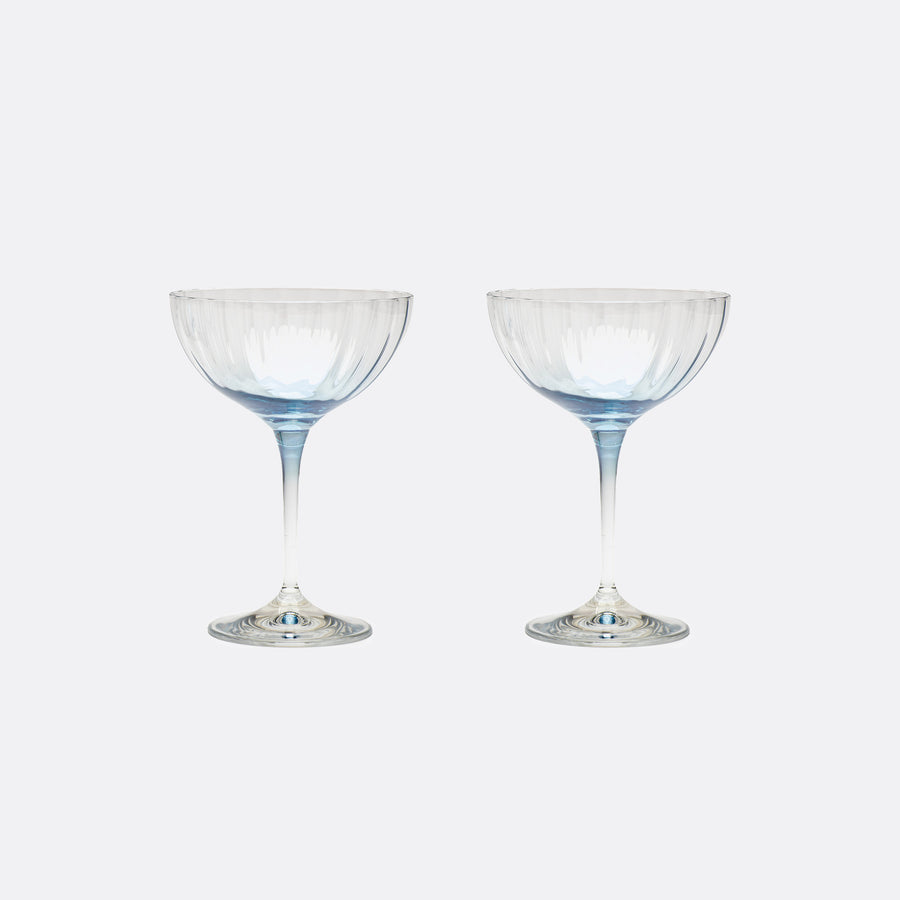 Lume Reeded Crystal Coupes — Delft, Set of 2