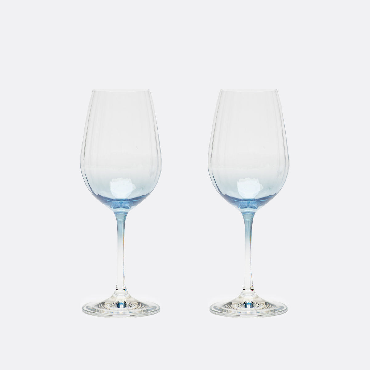 Lume Reeded Crystal Wine Glasses — Delft, Set of 2