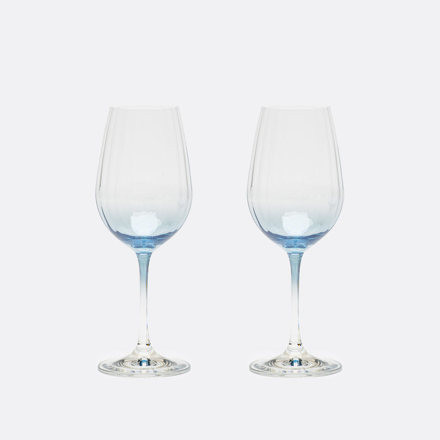 Lume Reeded Crystal Wine Glasses — Delft, Set of 2