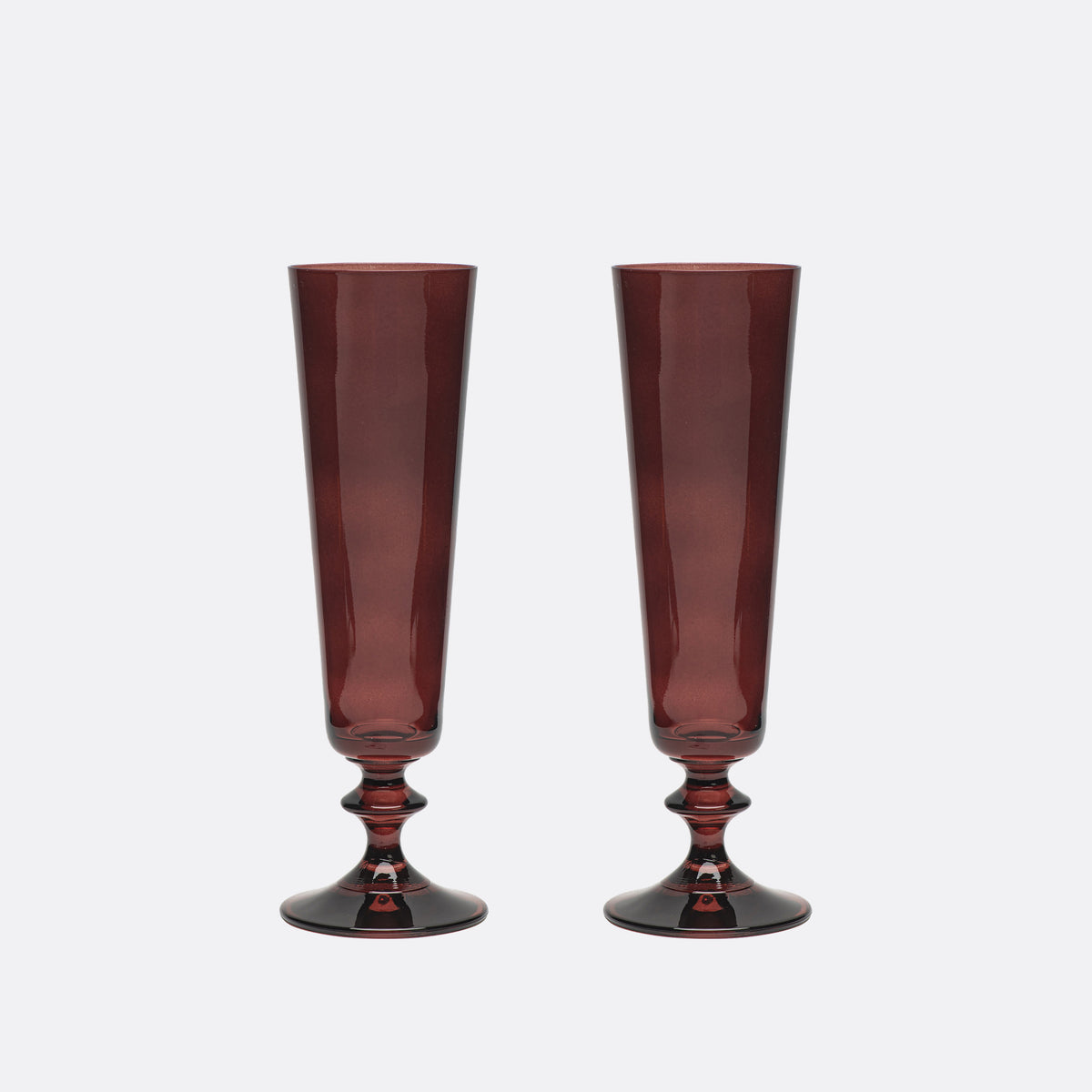 Pontil Handblown Crystal Champagne Flutes — Set of 2