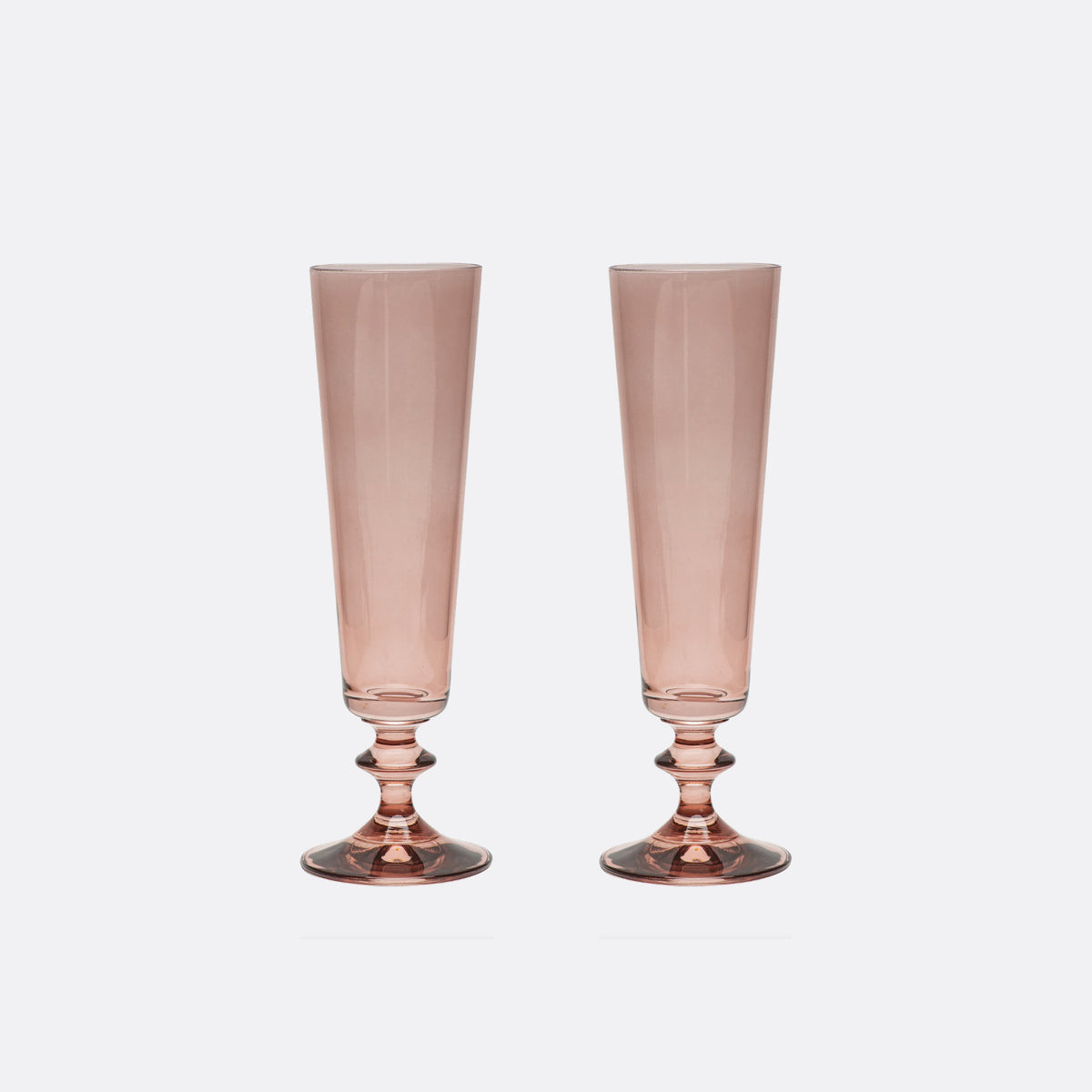 Pontil Handblown Crystal Champagne Flutes — Set of 2