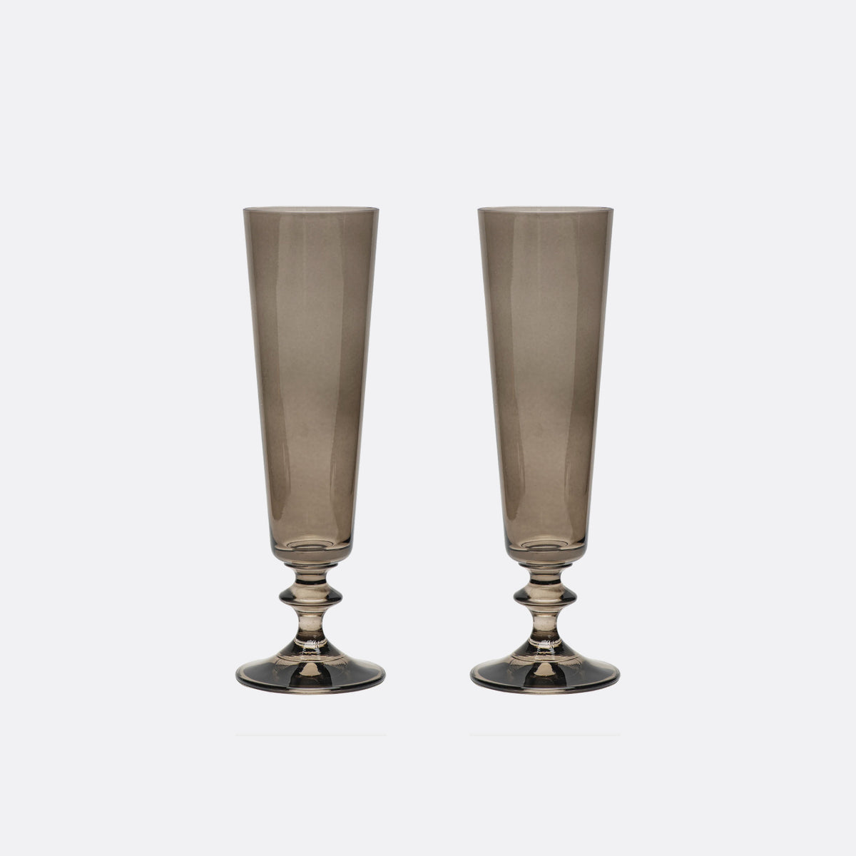 Pontil Handblown Crystal Champagne Flutes — Set of 2