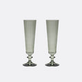 Pontil Handblown Crystal Champagne Flutes — Set of 2
