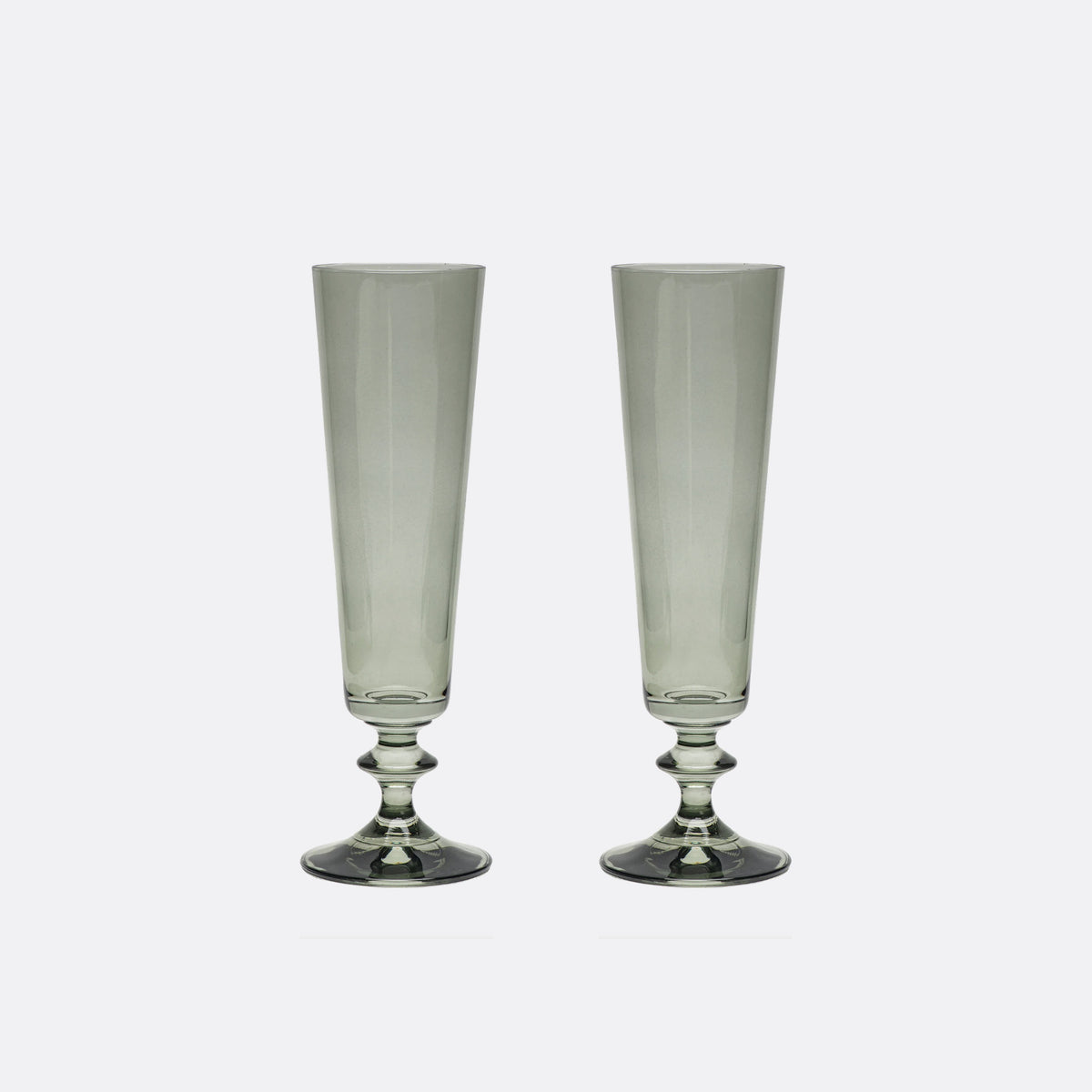 Pontil Handblown Crystal Champagne Flutes — Set of 2