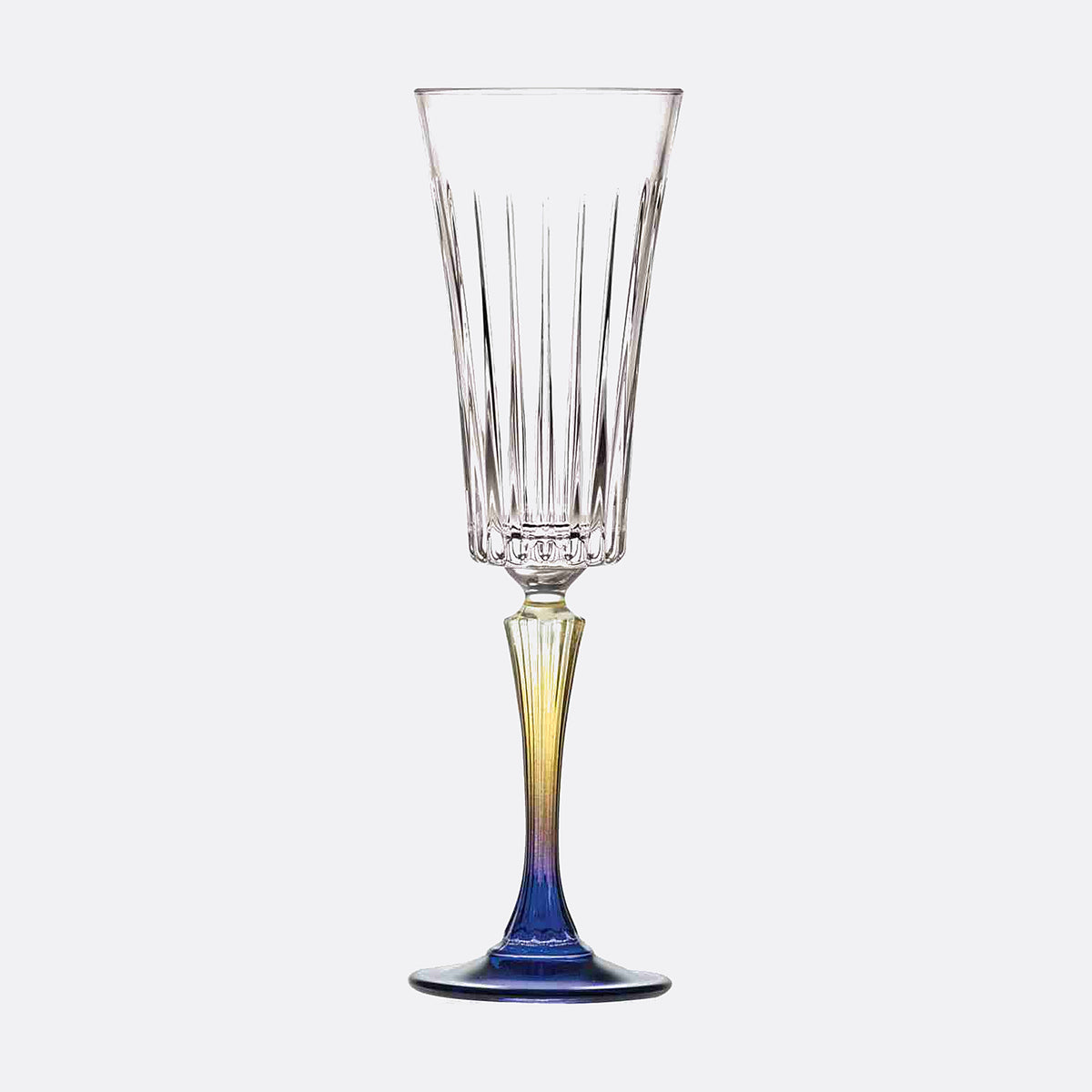 Vesper Handblown Crystal Champagne Flutes — Gradient Stem, Set of 6